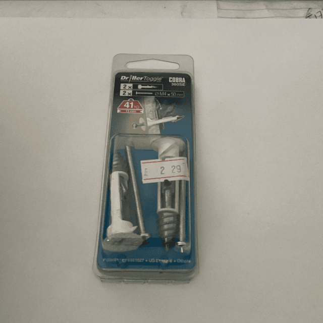 Drill Toggle M4x50 2pk b330314